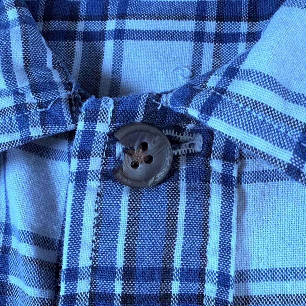 Abercrombie The Big Shirt Short Sleeve Plaid Shirt Mens Large Blue Vintage Y2K - Picture 6 of 9